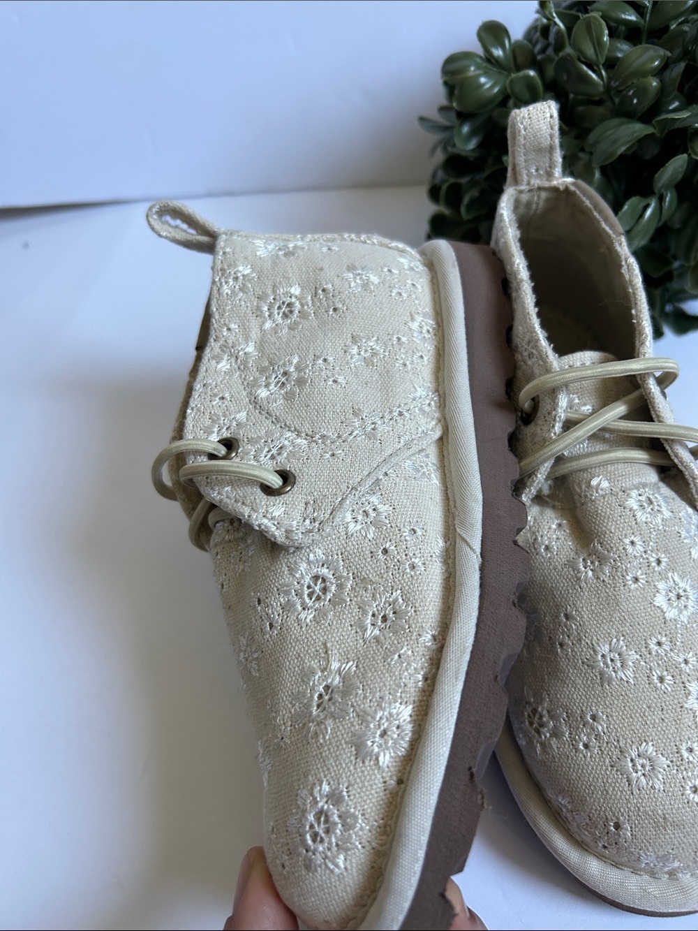 BearPaw Kids Cream Floral Canvas Ankle Boots - Picture 3 of 10